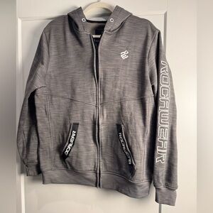 Rocawear Black and Gray Full zip Hoodie Y2K street wear
